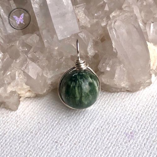 Seraphinite Silver Wire Sphere Pendant